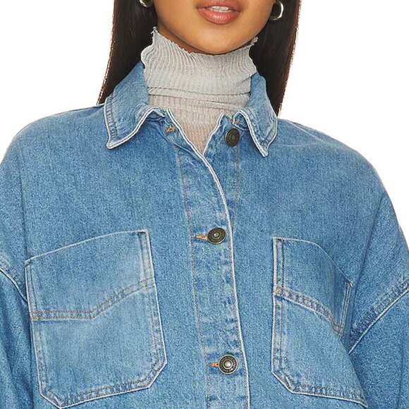 new FREE PEOPLE 100% Cotton Madison City Denim Jacket 6MS3 - Picture 5 of 9